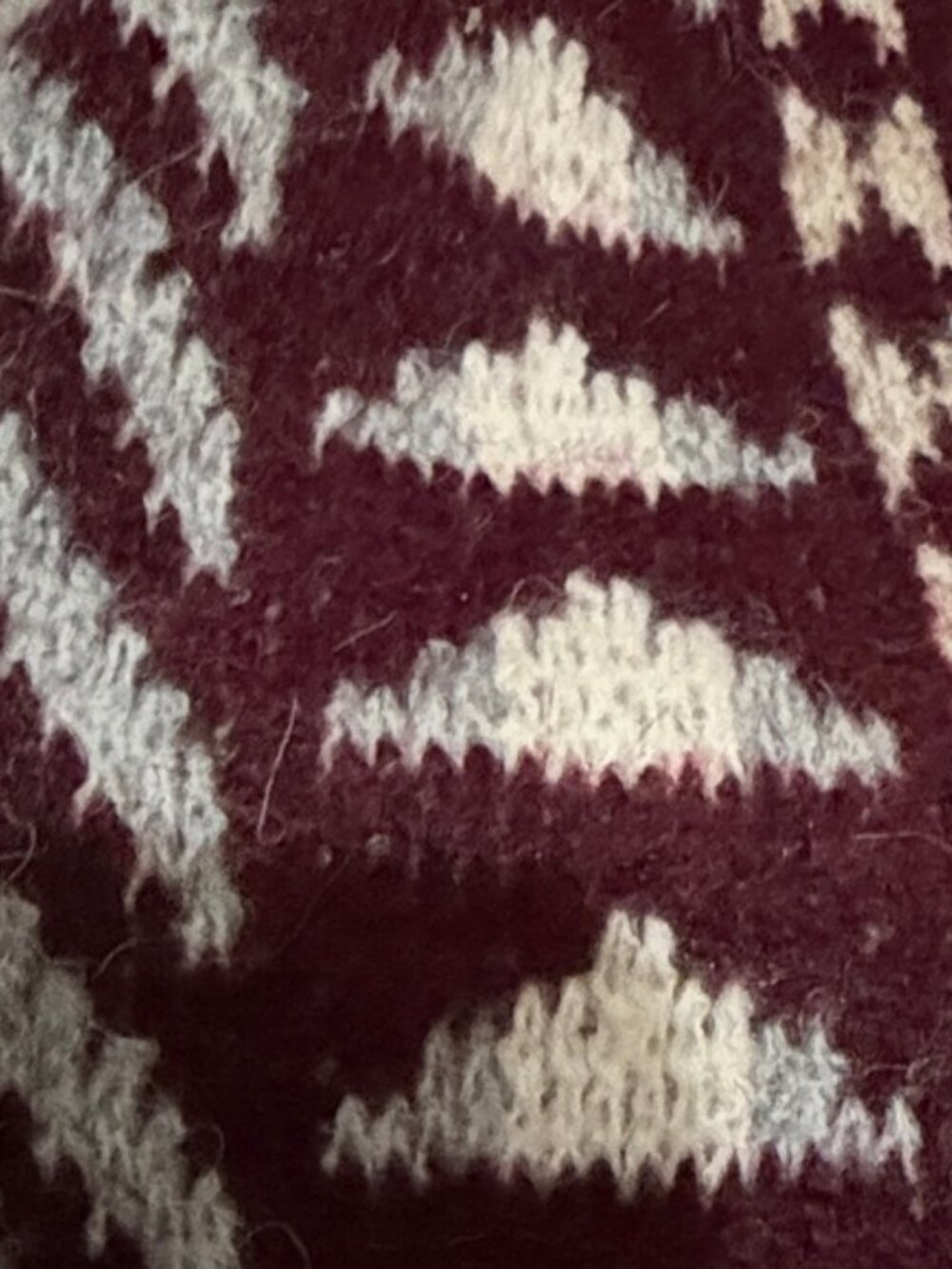 FRYE Open-Front Cozy Cardigan - Burgundy with Cream Pattern